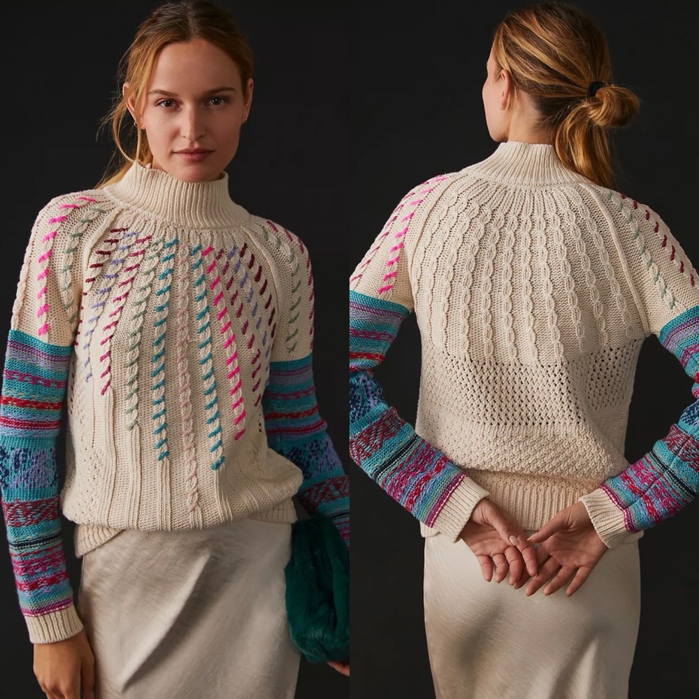 Anthropologie Wendy Wurtzburger + Marcella Volini Stitch Mix Fisherman Sweater